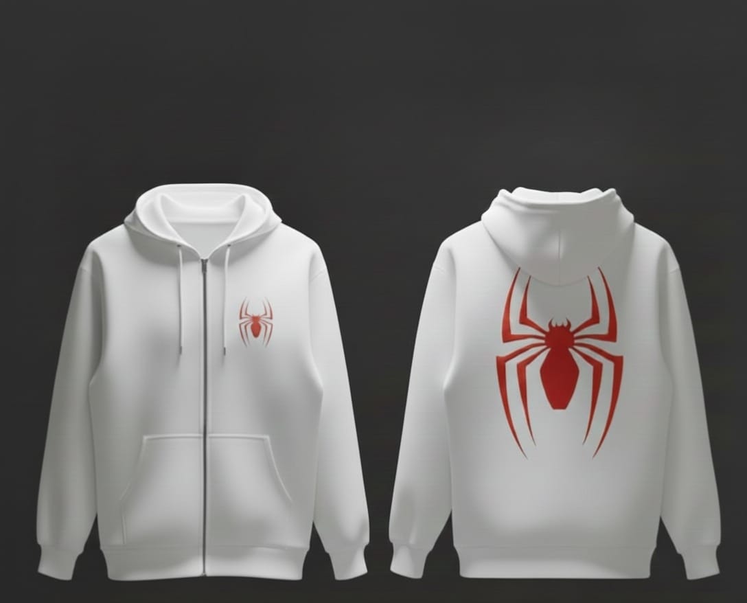 SPIDER-MAN ZIPPER 100% COTTON IN 2 ATTRACTIVE COLORS